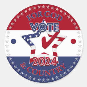 2024 Für Gott und Land STIMMEN 2024 Star Karo Mark Runder Aufkleber