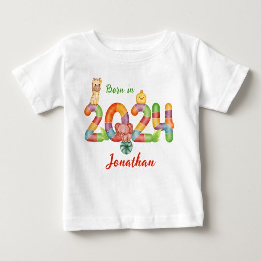 2024 geborenes Geschenk für personalisierte Kleink Baby T-shirt (Vorderseite)