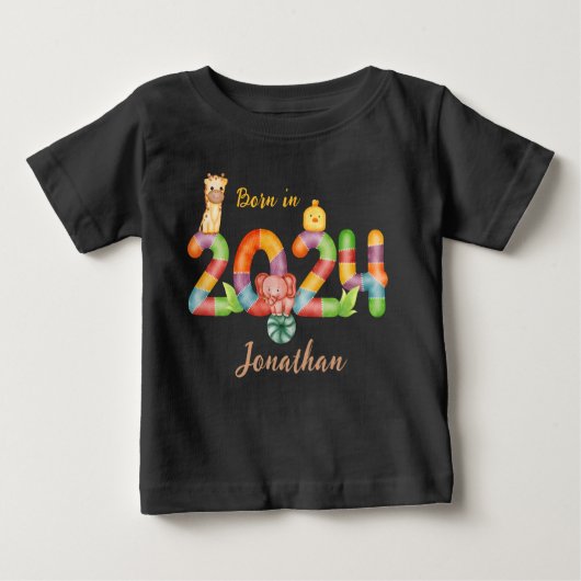 2024 geborenes Geschenk für personalisierte Kleink Baby T-shirt (Vorderseite)