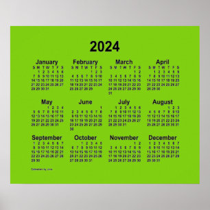 2024 Gelb Grüner Kalender von Janz Print Poster