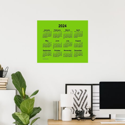 2024 Gelber grüner Kalender von Janz Print Poster (Heimbüro)