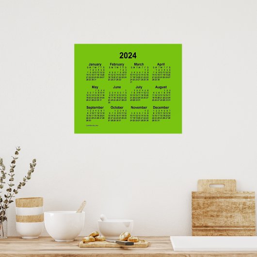 2024 Gelber grüner Kalender von Janz Print Poster (Küche)
