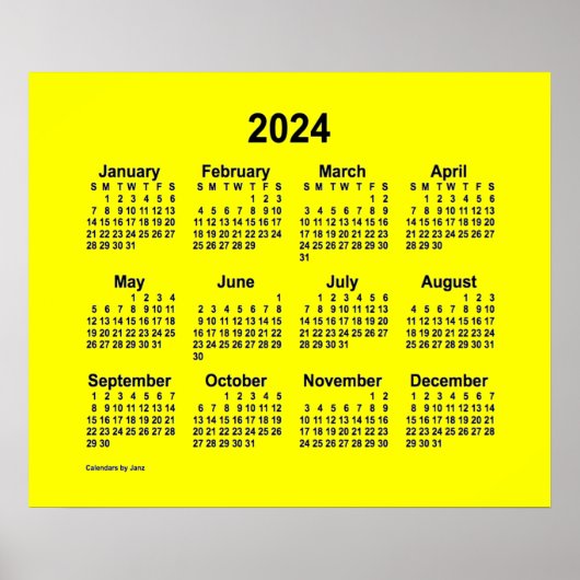 2024 Gelber Kalender von Janz Print Poster (Vorne)