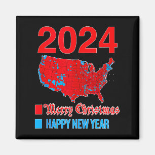 2024 Genaue Wahlkarte Frohe Weihnachten Frohes Neu Magnet