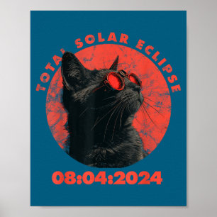 2024 Gesamte Sonnenfinsternis Design Lustige Katze Poster