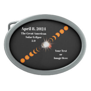 2024 Gesamter Solar-Eclipse-Gurtband Ovale Gürtelschnalle