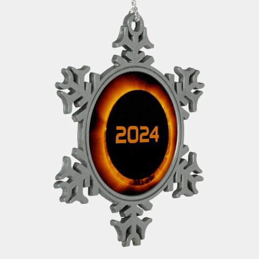 2024 Gesamter Sonnenstuhl Datum Starry Sky Schneeflocken Zinn-Ornament (Links)