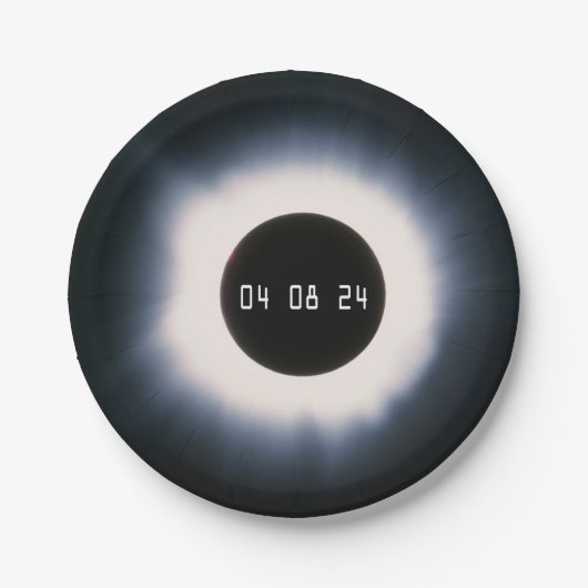 2024 Gesamtsolarauskitzel in Schwarz und Weiß Pappteller (Vorderseite)