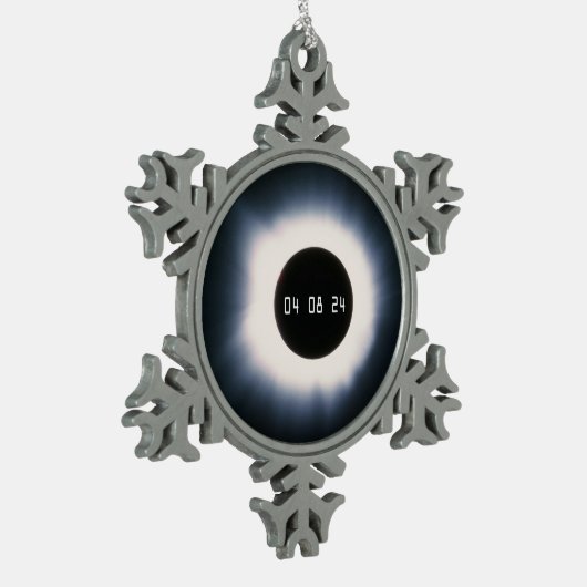 2024 Gesamtsolarauskitzel in Schwarz und Weiß Schneeflocken Zinn-Ornament (Links)