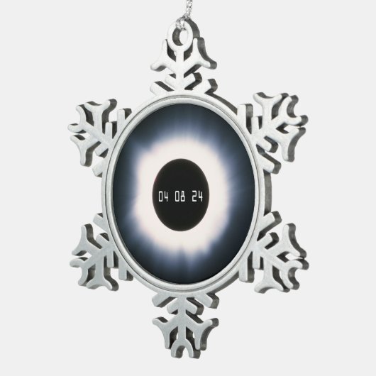 2024 Gesamtsolarauskitzel in Schwarz und Weiß Schneeflocken Zinn-Ornament (Rechts)