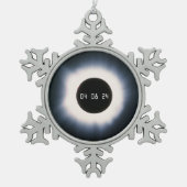2024 Gesamtsolarauskitzel in Schwarz und Weiß Schneeflocken Zinn-Ornament (Vorderseite)