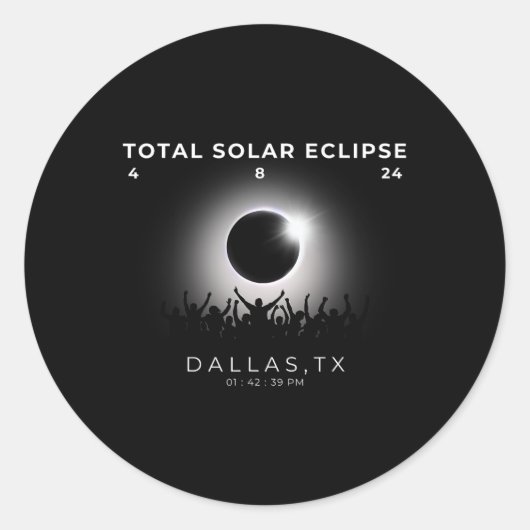 2024 Gesamtsolare Totalität Dallas Texas Wat Runder Aufkleber (Vorderseite)