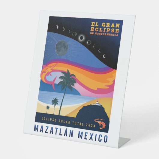 2024 Gesamtsolaröklipse Mazatlan Sockelschild (Vorderseite)