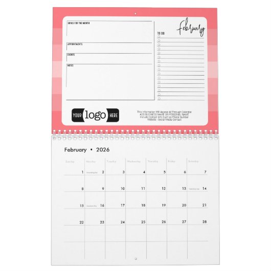 2024 Geschäftsgrüße mit Logo-Geschenk Kalender (Feb 2026)