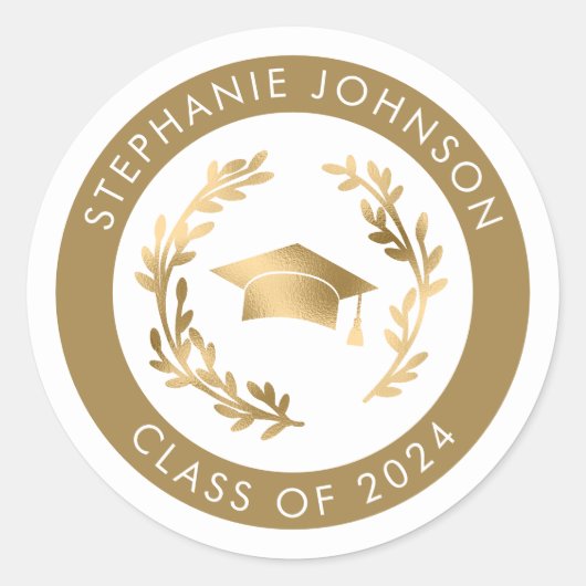 2024 Gold Abschluss Umschlag Aufkleber (Vorderseite)