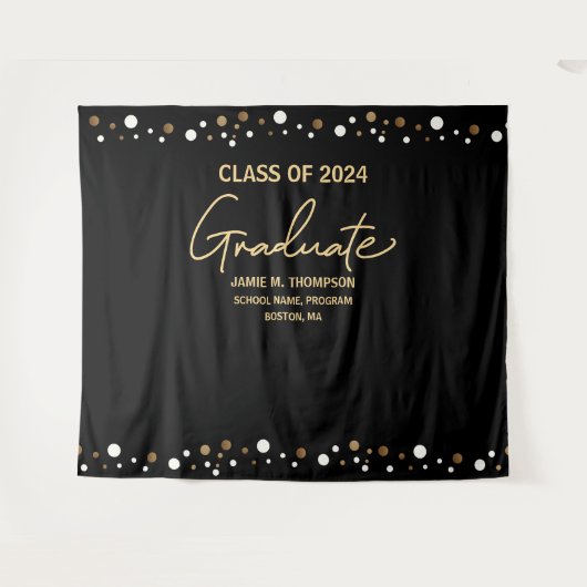 2024 Gold Black Backdrop Abschluss Wandteppich (Vorderseite (Horizontal))