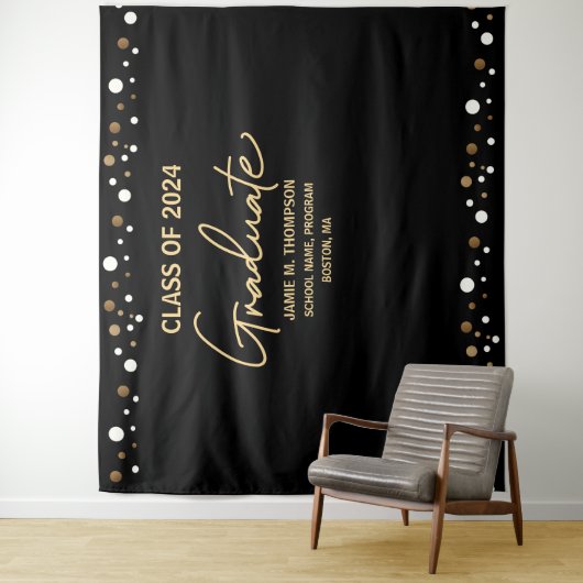 2024 Gold Black Backdrop Abschluss Wandteppich (Beispiel)
