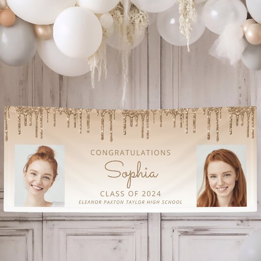 2024 Gold Glitzer 2-Foto-Abschluss Banner