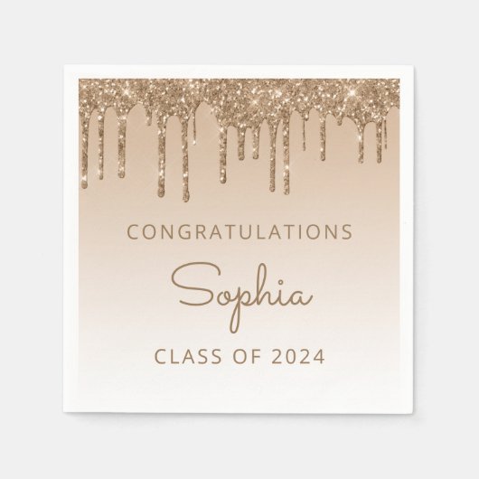 2024 Gold Glitzer Tropfen Abschluss Serviette (Vorderseite)