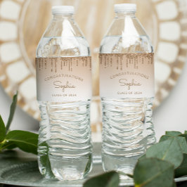 2024 Gold Glitzer Tropfen Graduation Party Wasserflaschenetikett