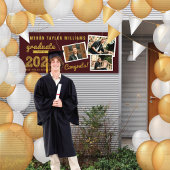 2024 Gold Graduate Sketch 3 Foto Graduation Party Banner