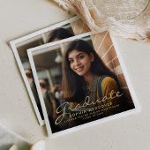2024 Gold Script Foto Graduation Party Serviette