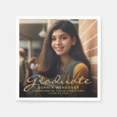 2024 Gold Script Foto Graduation Party Serviette (Vorderseite)