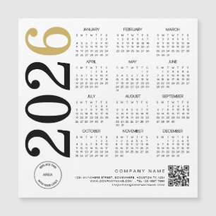 2024 Gold Weißer Kalender Logo QR-Code Geschäft Magnetkarte