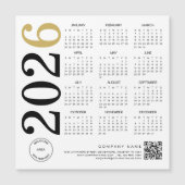 2024 Gold White Calendar Logo QR Code Business Magnetkarte (Vorderseite)