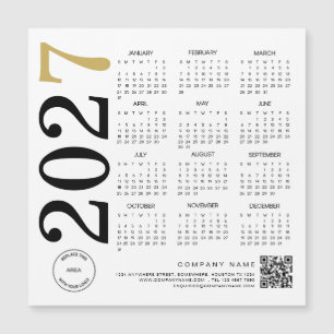2024 Gold White Calendar Logo QR Code Business Magnetkarte