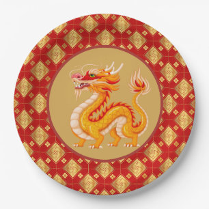 2024 Goldener Drache  Pappteller