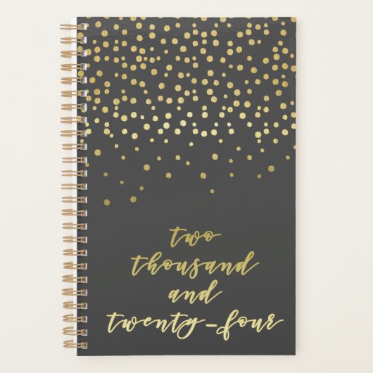 2024 - Goldschrift Typografie & Confetti Glamour Planer (Vorderseite)