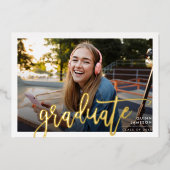 2024 GRAD FOTO Modernes, einfaches Drehgold Folieneinladung (Vorderseite)