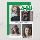 2024 GRAD Moderner 5-Foto Collage Green Abschluss Ankündigung (Vorne/Hinten)