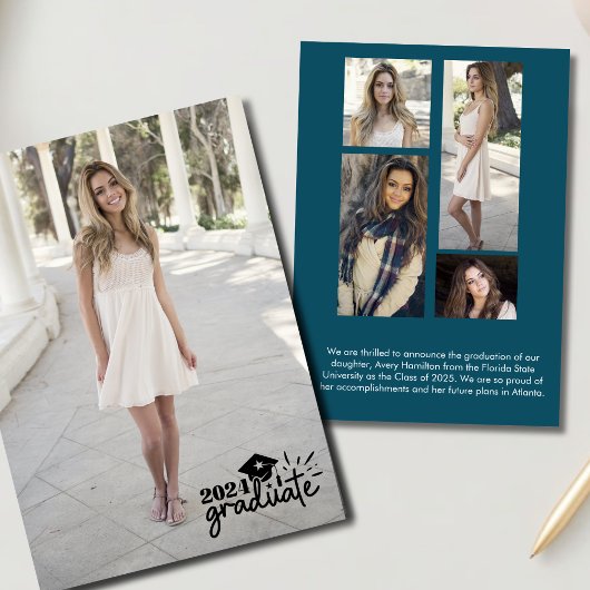 2024 Graduate Announcement Card 5 Fotos Einladung