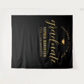 2024 Graduate Gold Black Graduation Party Wandteppich (Vorderseite (Horizontal))