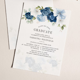 2024 Graduation Party Dusty Blue Floral Einladung