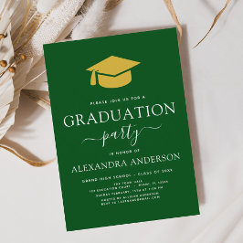 2024 Graduation Party Green Gold Moderne Elegant Einladung