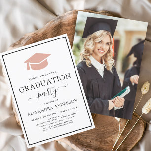 2024 Graduation Party Rosa Elegantes Foto Bild I Einladung