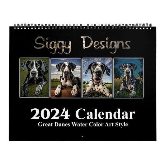 2024 Great Dane Water Color (anpassbar) Kalender (Titelbild)