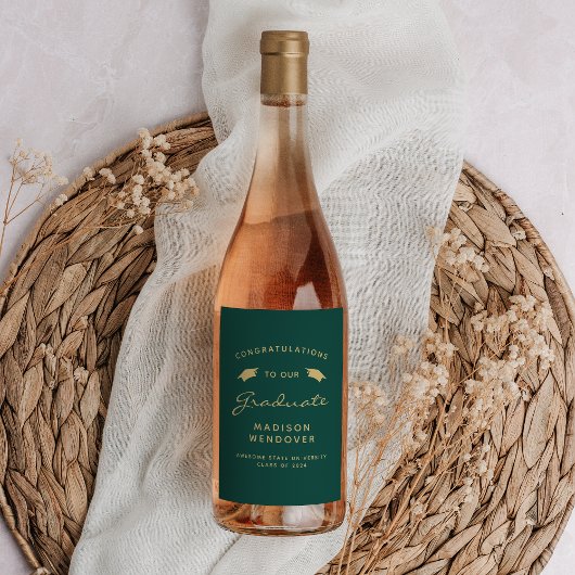 2024 Green Gold Script Cap Abschluss Weinetikett