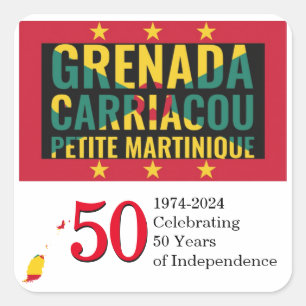 2024 GRENADA 50 Jahre Unabhängigkeit Quadratischer Aufkleber