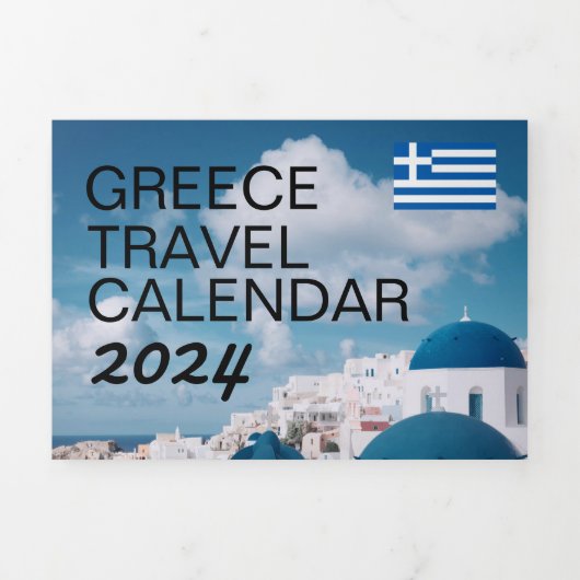 2024 Griechenland Reisekalender mit griechischen F Dreifach-gefaltete Programmkarte (Cover)