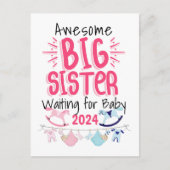 2024 Große Schwester Gewartet für Neues Baby Gesch Postkarte (Vorderseite)