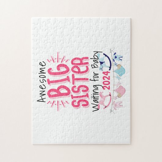 2024 Große Schwester Gewartet für Neues Baby Gesch Puzzle (Vertikal)