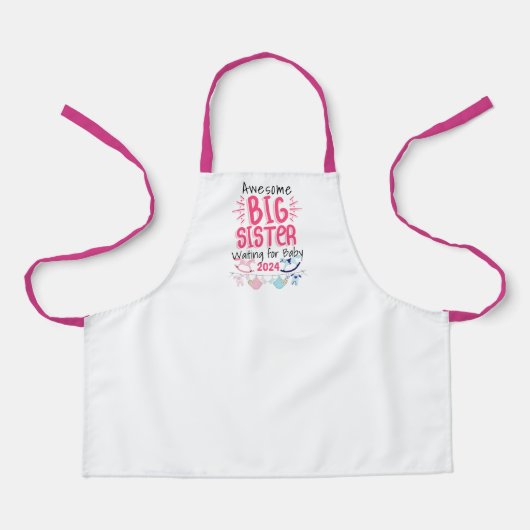 2024 Große Schwester Gewartet für Neues Baby Gesch Schürze (Vorderseite)