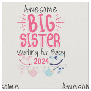 2024 Große Schwester Gewartet für Neues Baby Gesch Stoff