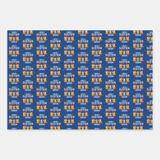 2024 Große Schwester Tiger Liebe Herz Geschenkpapier Set (Vorderseite 2)