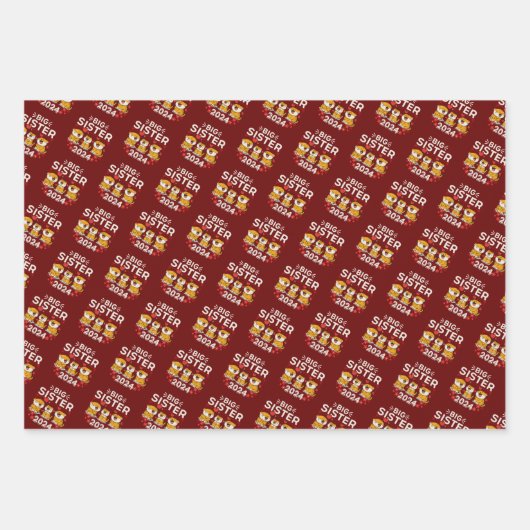 2024 Große Schwester Tiger Liebe Herz Geschenkpapier Set (Vorderseite 3)