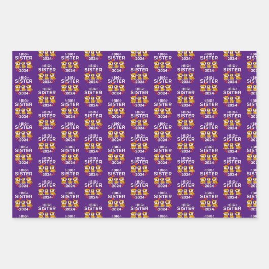 2024 Große Schwester Tiger Liebe Herz Geschenkpapier Set (Vorderseite 2)